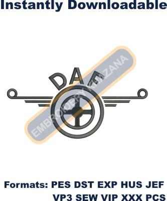 daf classic truck logo back size embroidery design